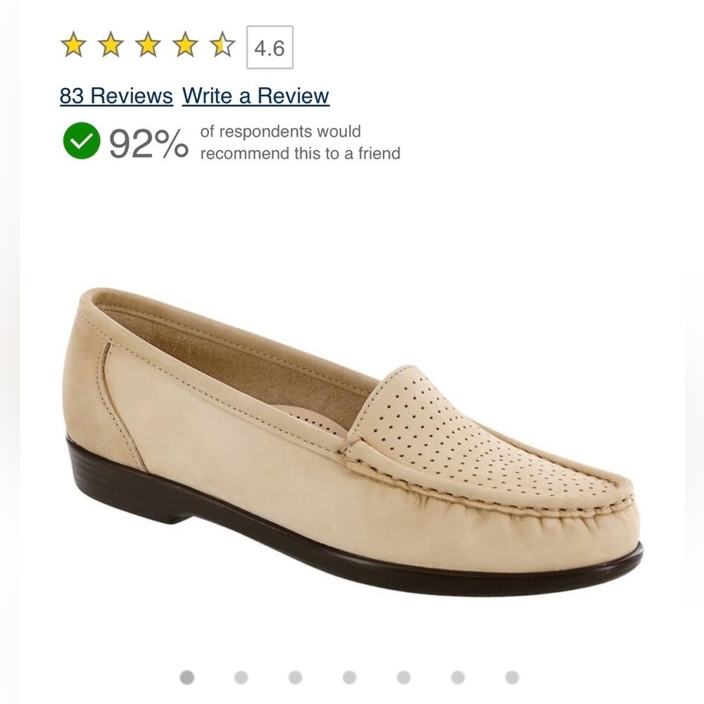 SAS Women’s Comfort Moccasin Savvy Slip On Loafer Beige size 7w (wide)